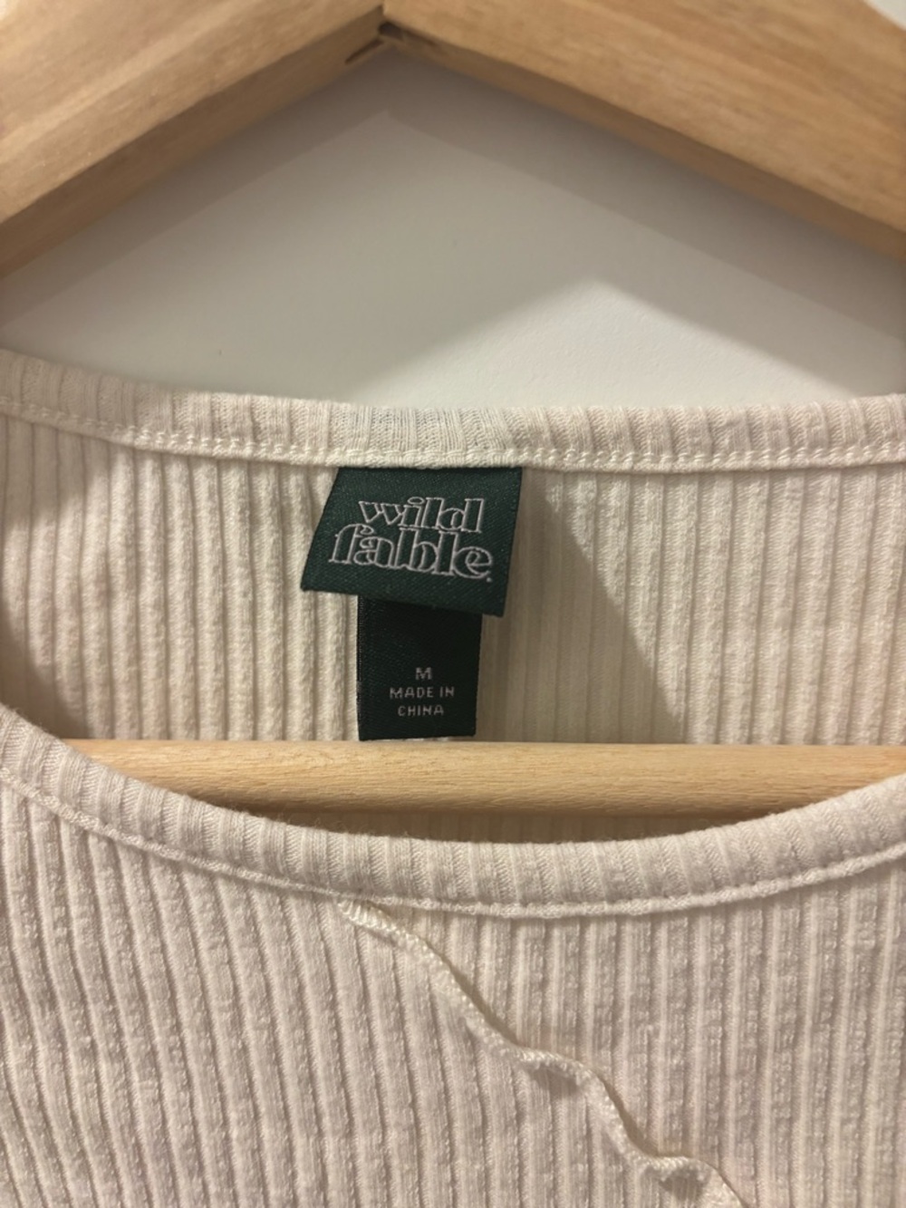 wild fable Cream Ribbed Ruffle-Trim Short Sleeve Tee - Picture 3 of 3
